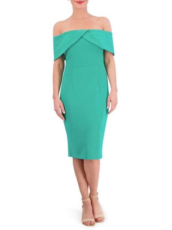 Off Shoulder Sheath Midi Dress Vince Camuto