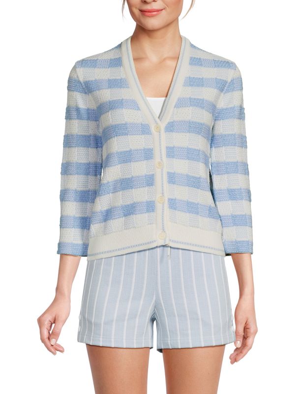 Checked Cotton Blend Cardigan Thom Browne