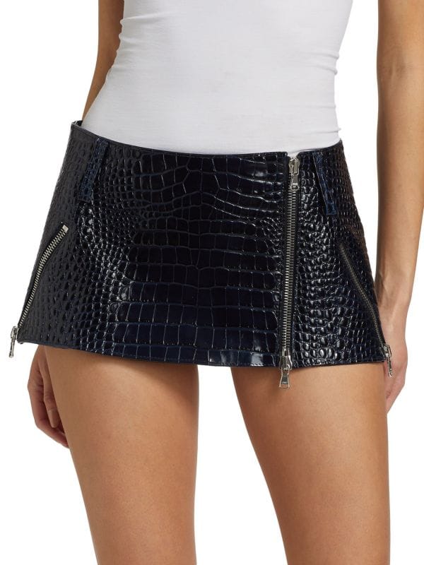 Crococdile-Embossed Micro-Miniskirt LaQuan Smith