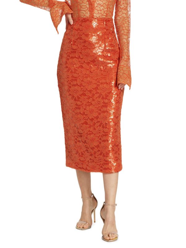 Lace & Sequin Midi-Skirt LaQuan Smith