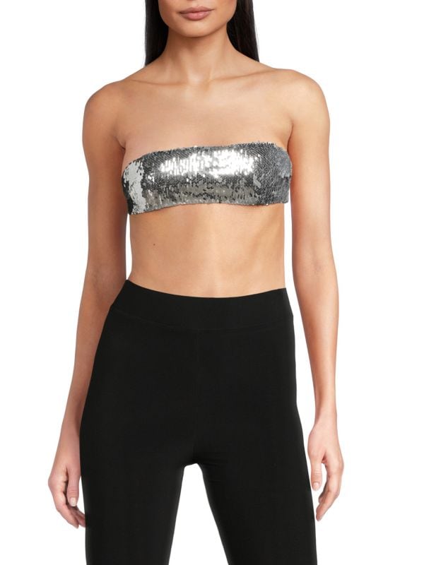 Sequin Bandeau Crop Top LaQuan Smith