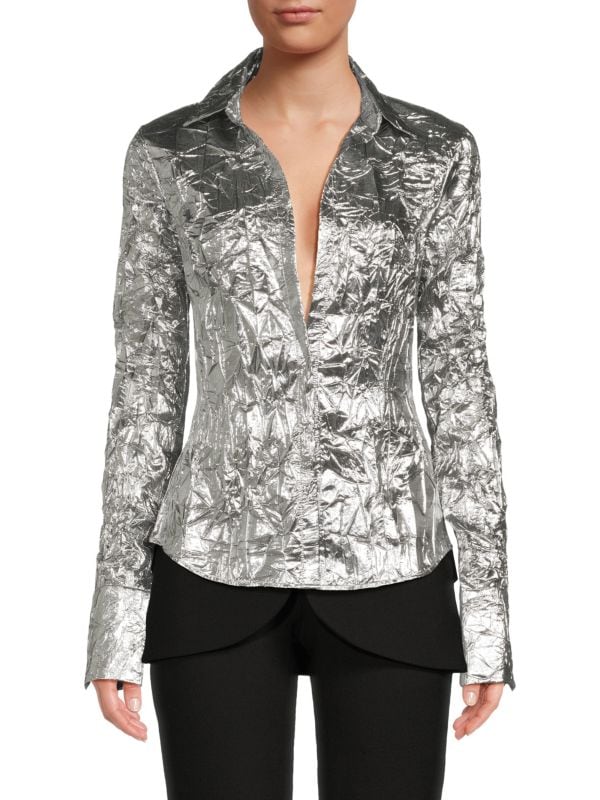 Metallic Crinkle Shirt LaQuan Smith