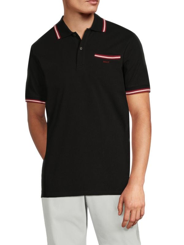 Tipped Pocket Cotton Polo Bally