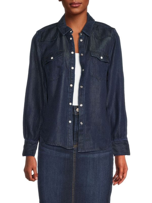 Washed Long Sleeves Denim Shirt 7 For All Mankind