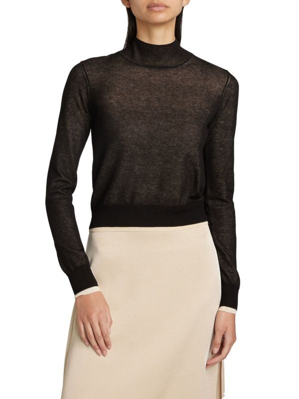 Cotton-Blend Knit Turtleneck Sweater Vince