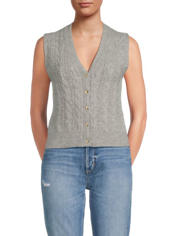 Cable-Knit Wool-Blend Sweater Vest Vince