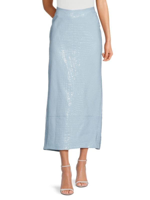 Metallic Leather Maxi Skirt LaQuan Smith