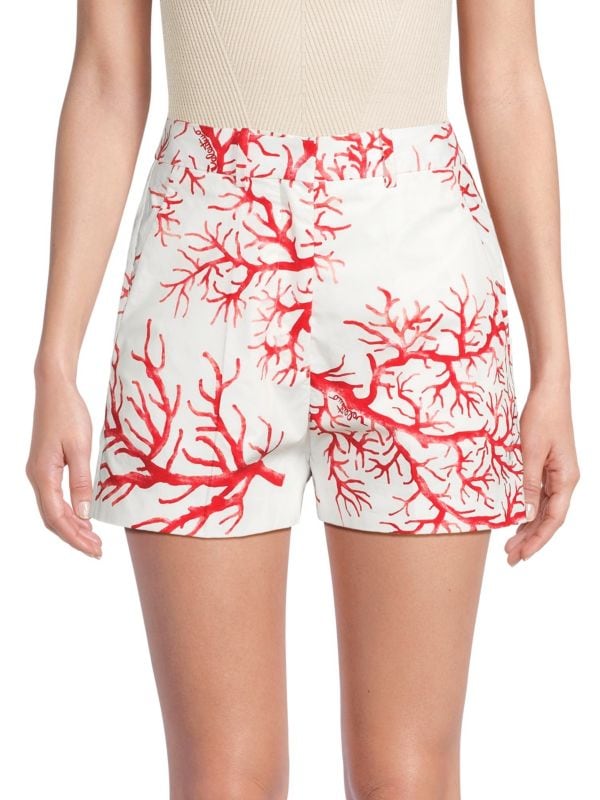 Coral-Print Dress Shorts Valentino Garavani