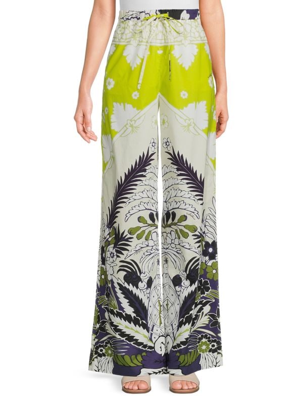 Tropical Wide-Leg Drawstring Pants Valentino Garavani