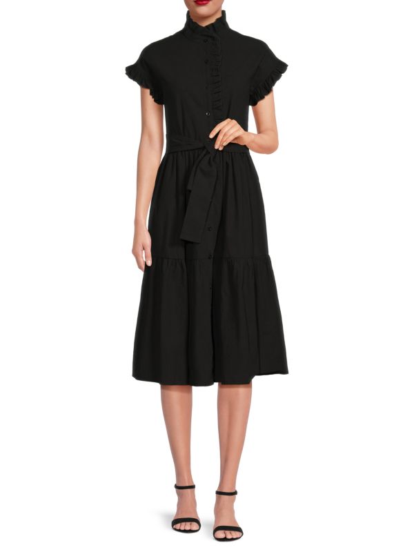 Chloe Ruffled Belted Midi Shirtdress Area Stars