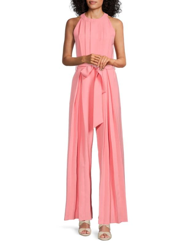 Ronson Pleated Tie Waist Jumpsuit Area Stars