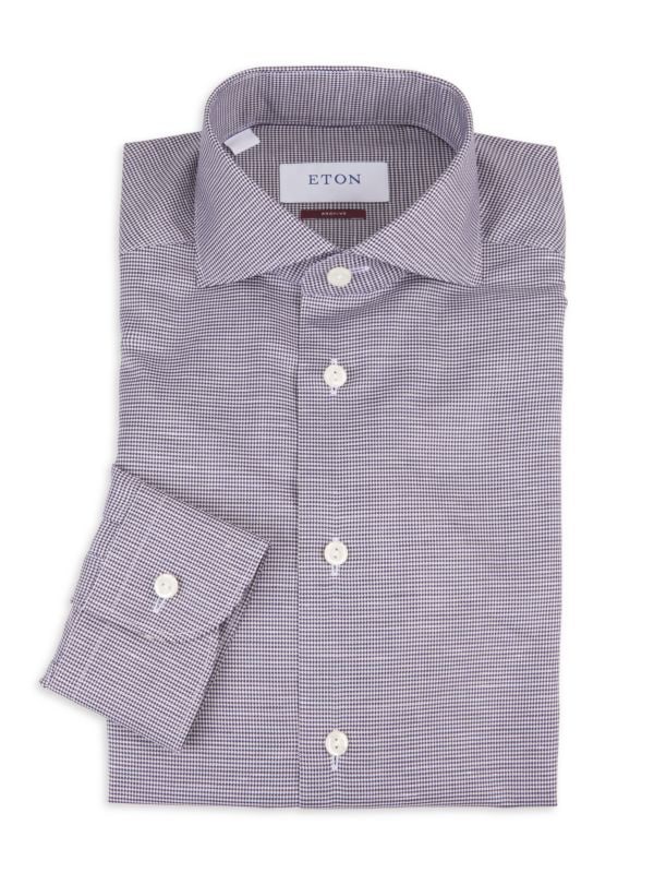 Houndstooth Print Dress Shirt Eton