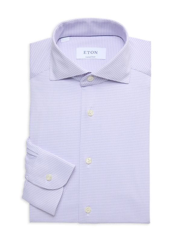 Contemporary Fit Mini Checked Dress Shirt Eton