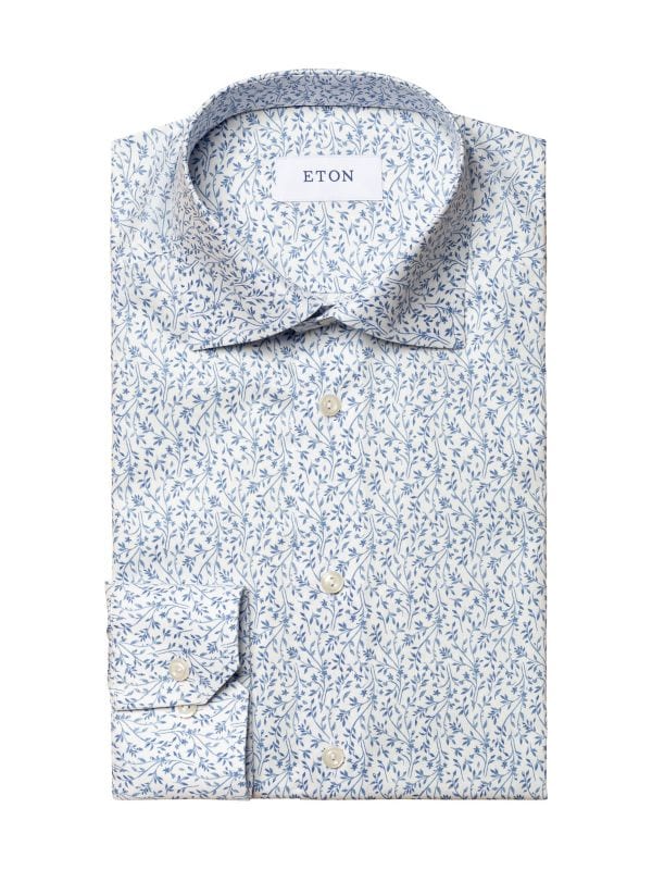 Slim-Fit Leaf Print Dress Shirt Eton