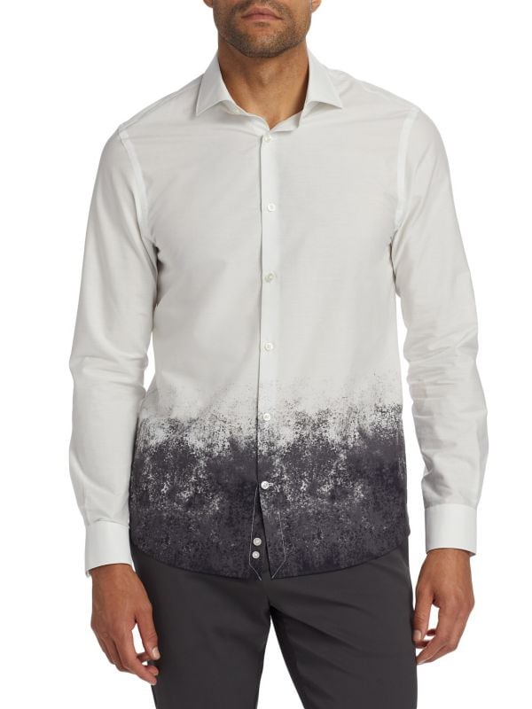 Slim-Fit Dip-Dye Button-Front Shirt Saks Fifth Avenue