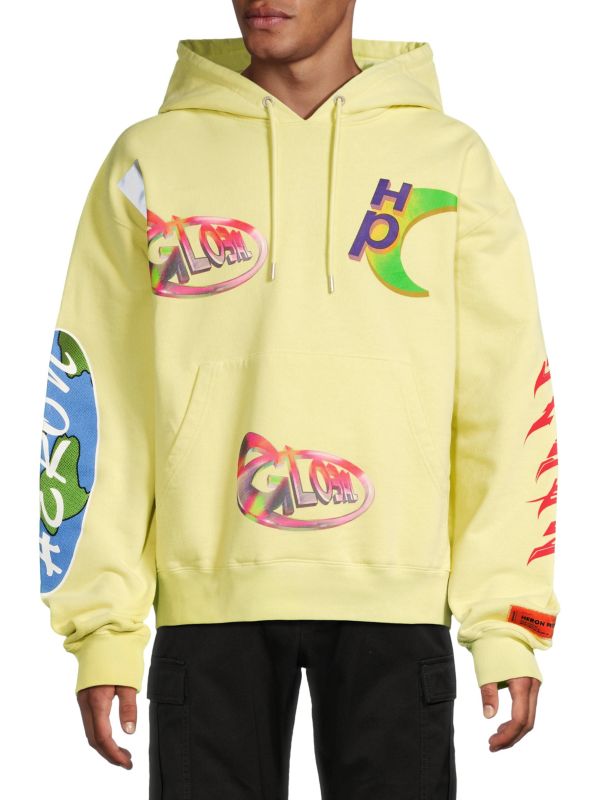 Graphic Drawstring Cotton Hoodie Heron Preston