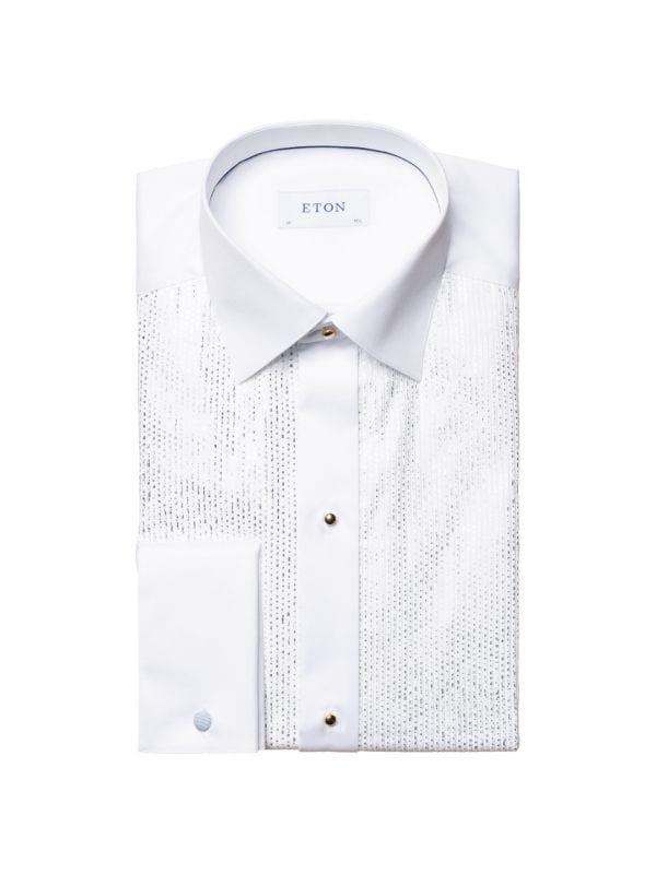 Contemporary-Fit Glitter Plisse Dress Shirt Eton