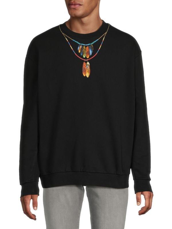 Feather Necklace Graphic Sweatshirt Marcelo Burlon