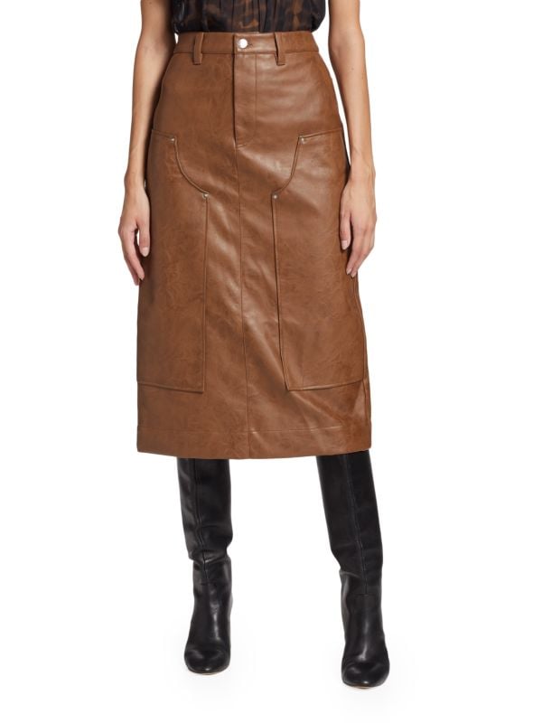 Amos Faux Leather Midi Skirt Rails