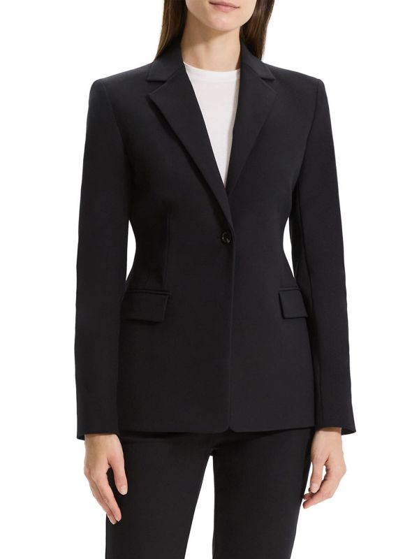 Sculpt Stretch Cotton One-Button Blazer Theory