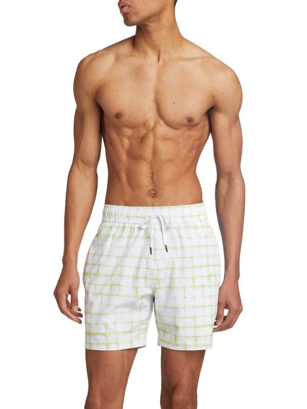 COLLECTION Tie Dye Plaid Swim Shorts Saks Fifth Avenue