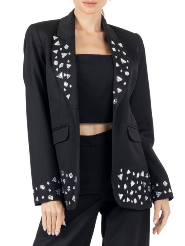 Amelia Crystal-Studded Blazer Akalia