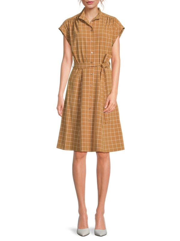 Checked Belted Dress Calvin Klein