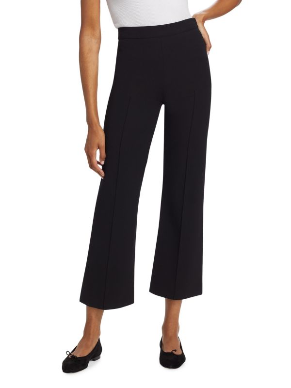 Pintuck Pull-On Crop Flared Pants Vince