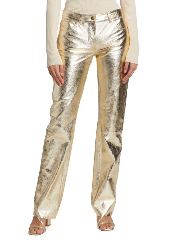 Laminated Leather Mid-Rise Pants Palm Angels