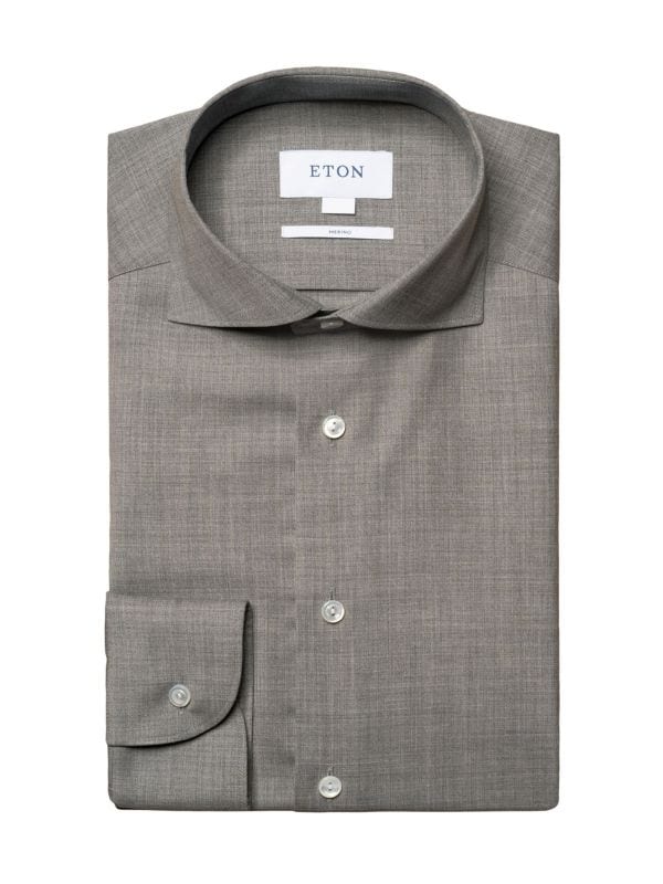 Slim Fit Merino Wool Dress Shirt Eton