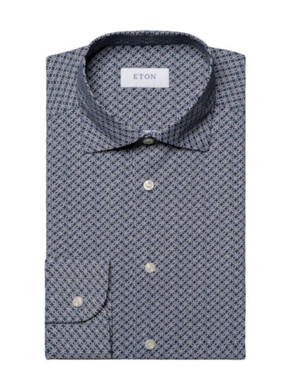 Slim-Fit Geometric Four-Way Stretch Shirt Eton