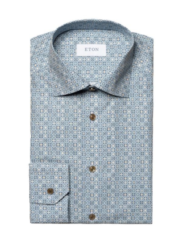 Contemporary-Fit Geometric Dress Shirt Eton