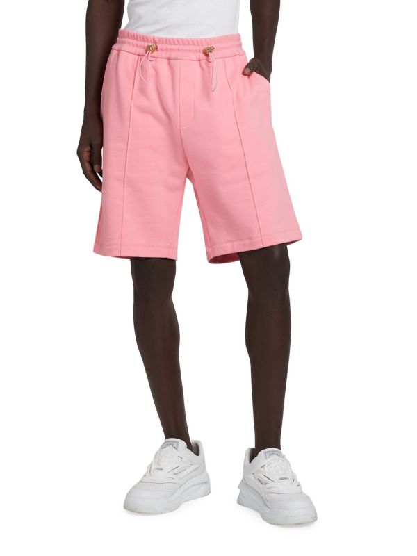 Bead-Accent Cotton Fleece Shorts Versace