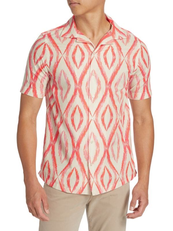 Slim-Fit Wavy Print Short-Sleeve Shirt Saks Fifth Avenue