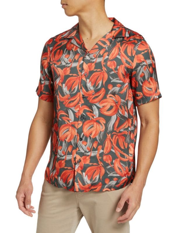 Slim-Fit Floral Short-Sleeve Camp Shirt Saks Fifth Avenue