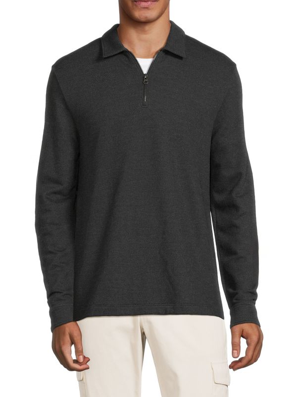 Cotton-Blend Quarter-Zip Polo Shirt Vince