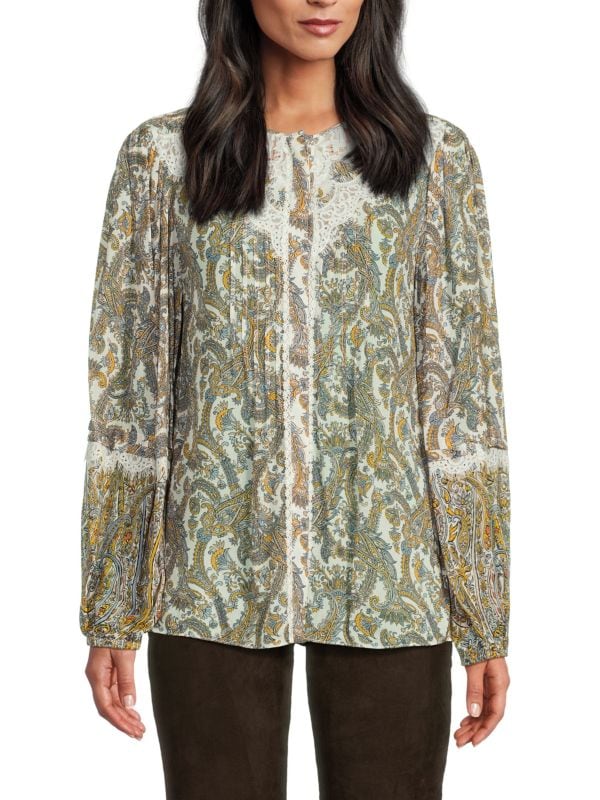 Chrissy Paisley Lace Pintuck Blouse Kobi Halperin