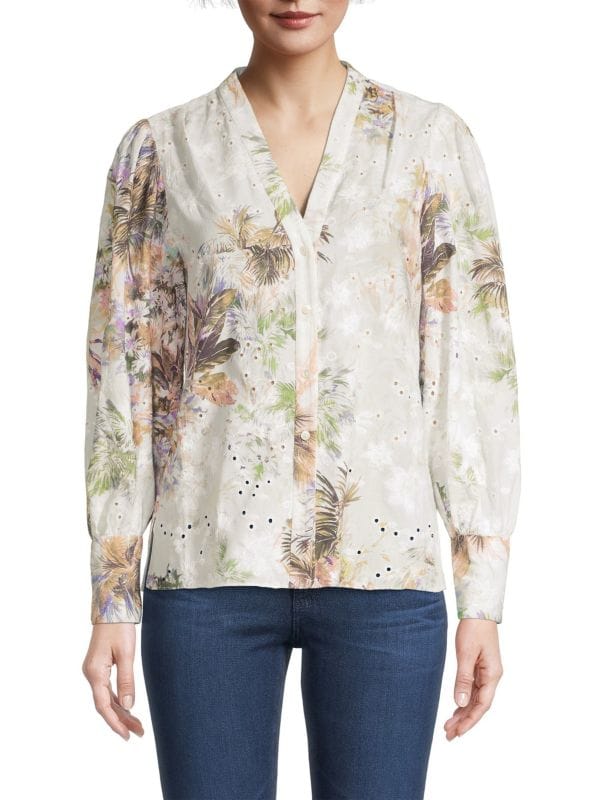 Palmer Printed Eyelet Blouse Kobi Halperin