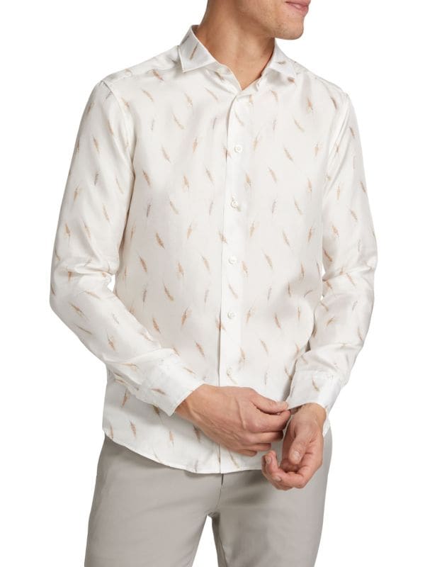 Slim-Fit Printed Silk Shirt Eton