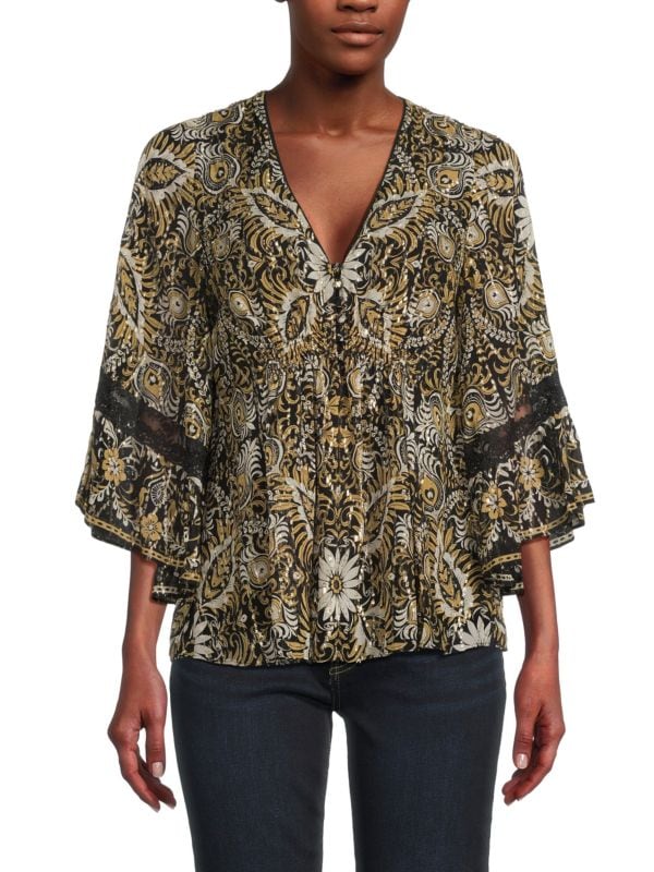 Ele Floral Lace-Trim Top Kobi Halperin