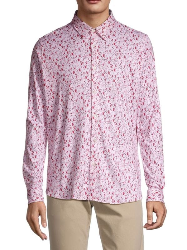 Slim-Fit Floral Print Button-Up Shirt Saks Fifth Avenue