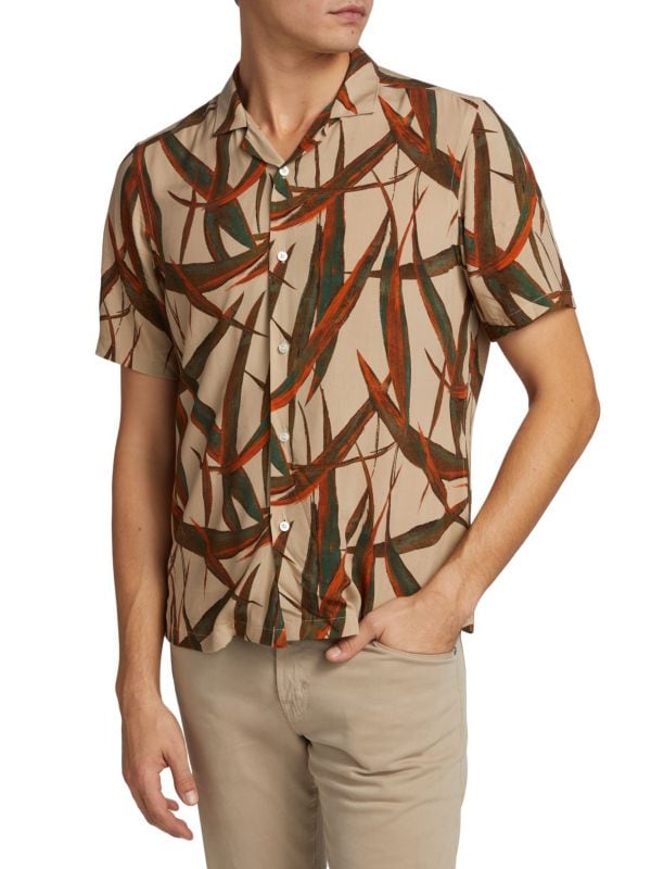 COLLECTION Aloe Leaf Print Camp Shirt Saks Fifth Avenue