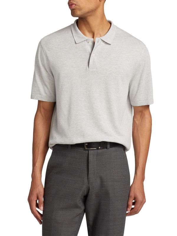 Slim-Fit Cotton & Linen-Blend Polo Shirt Saks Fifth Avenue