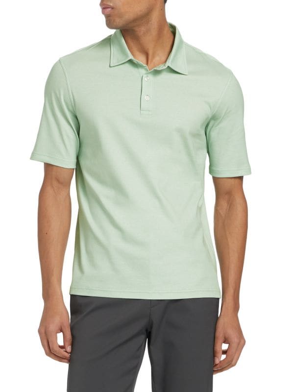 Slim-Fit Heathered Cotton Polo Shirt Saks Fifth Avenue