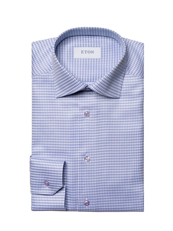 Contemporary Fit Houndstooth Twill Dress Shirt Eton