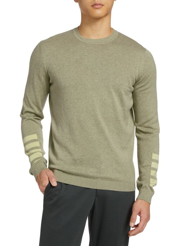 Slim-Fit Varigated-Sleeve Cotton Sweater Saks Fifth Avenue