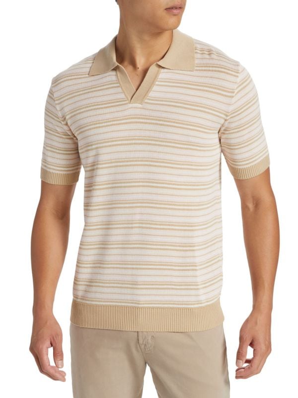 COLLECTION Multi Striped Open Collar Polo Saks Fifth Avenue