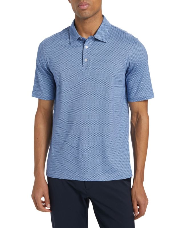 Slim-Fit Geometric Cotton Polo Shirt Saks Fifth Avenue