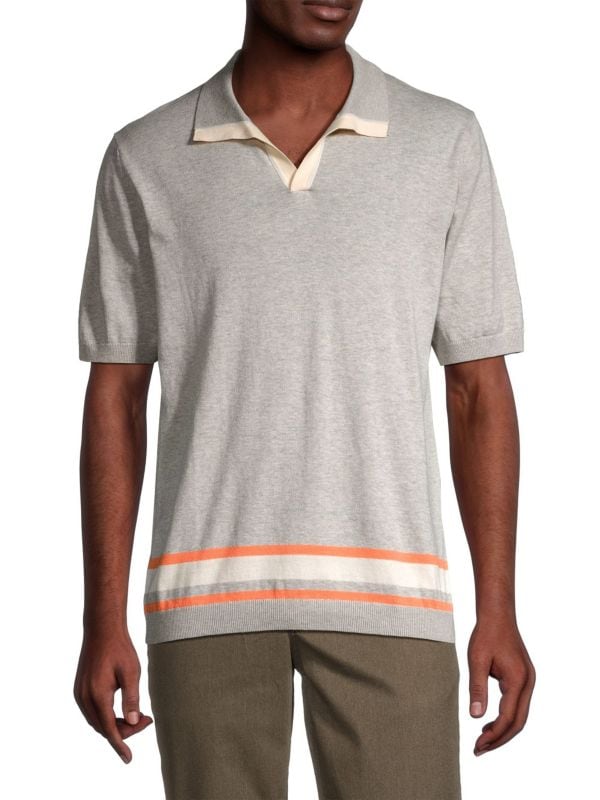 COLLECTION Retro Striped Johnny Collar Polo Saks Fifth Avenue