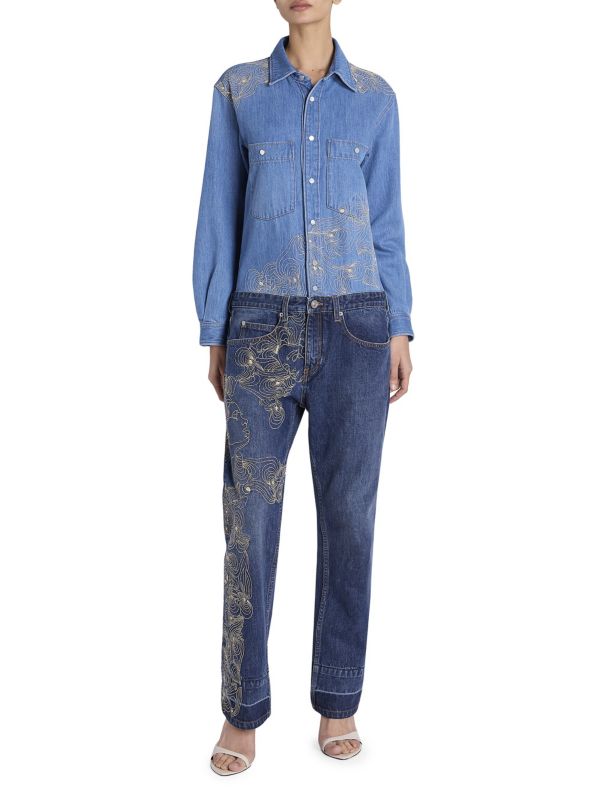 Imane Pieced Denim Jumpsuit Isabel Marant